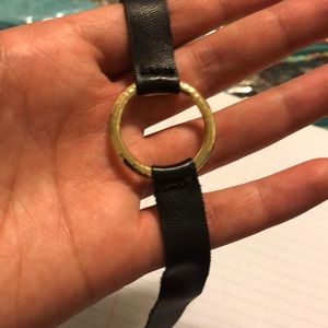 Express faux leather and gold ring choker